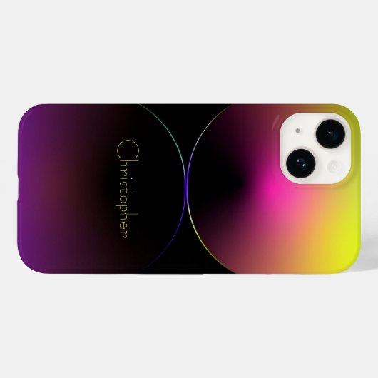 Coques Case-Mate iPhone Iphone à texture radiale jaune personnalisée 15 (Verso (horizontal))