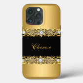 Coques Case-Mate iPhone iPhone Black Floral Faux Gold (Verso)