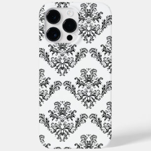 Coque Pour Pour iPhone 14 Pro Max iPhone blanc 6 de damassé noire vintage élégant