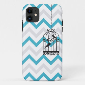 Coques Pour iPhone iPhone bleu vintage 5 de zigzag de Chevron de cage