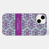 Coques Case-Mate iPhone Iphone botanique damassé violet émeraude (Verso (horizontal))