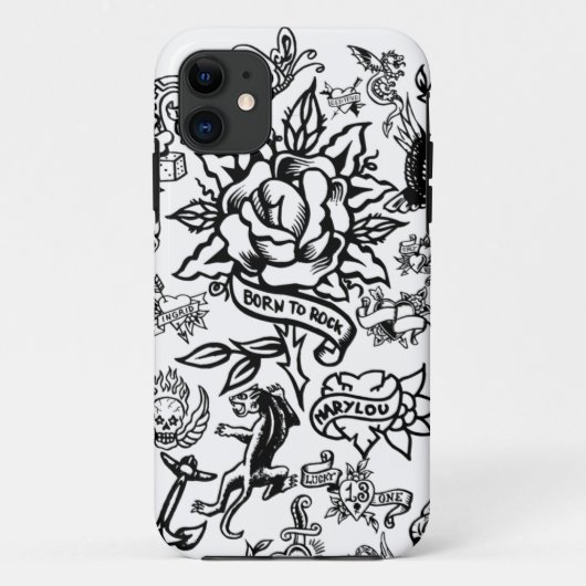 Coques Case-Mate iPhone iphone caisse blanche et noire de 5 de tatouage (Dos)