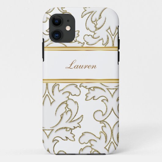 Coques Case-Mate iPhone iPhone de monogramme de damassé 5 cas (Dos)