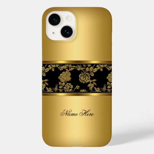 Coques Case-Mate iPhone iPhone Élégant Classe Or Noir Floral (Verso)