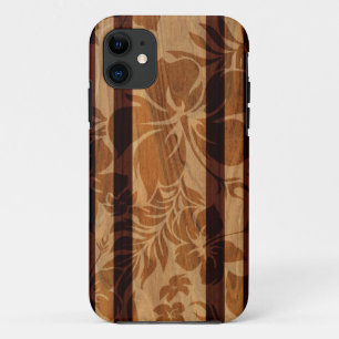 Coque iPhone 11 iPhone en bois de planche de surf de Faux de plage