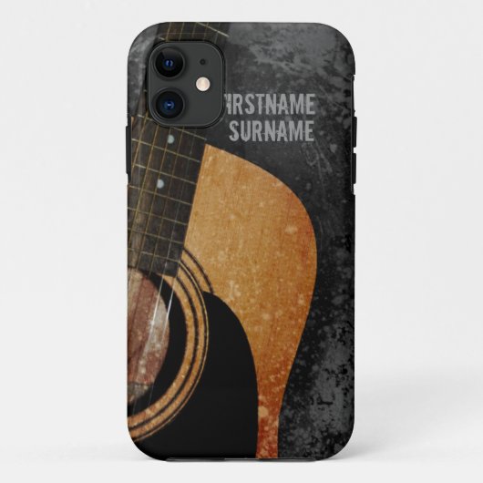 Coques Case-Mate iPhone iPhone fait sur commande grunge gris 5 de guitare (Dos)