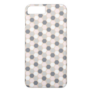 Coque iPhone 8 Plus/7 Plus iPhone géométrique 7 d'hexagone de rose en paste