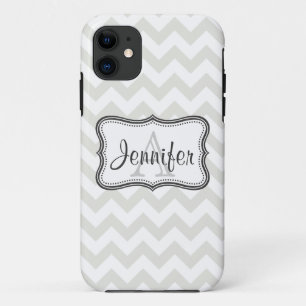 Etui iPhone Case-Mate iPhone gris et blanc 5 de monogramme de Chevron