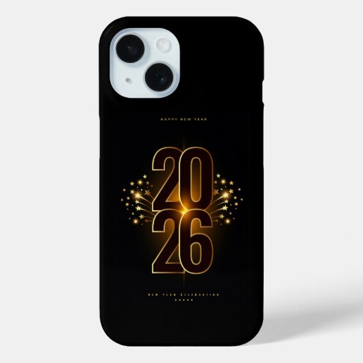 Coques Case-Mate iPhone iPhone -Happy New Year 2026 Elegant Gold Typograph (Verso)