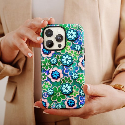 Coques Case-Mate iPhone iPhone hippie aux fleurs turquoise | Hippie iPhone