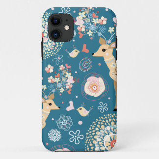 Coque iPhone 11 Iphone mignon 5 cas, oiseau, cerf commun