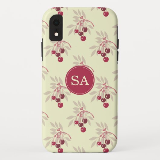 Coques Case-Mate iPhone iPhone Monogramme Jolie Cerise Rouge (Dos)