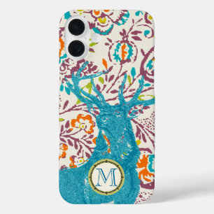 Coques iPhone 16 Plus Iphone Monogramme Vintage cerf Art Nouveau Forêt