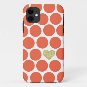 Coque iPhone 11 iPhone orange vermeil de coeur de parties