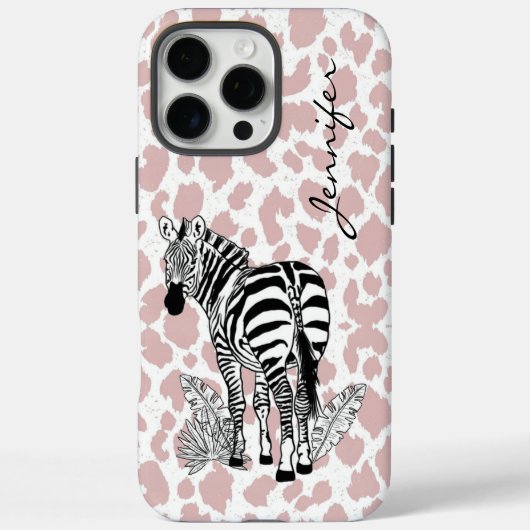 Coques Case-Mate iPhone iPhone Poster de animal rose pâle Zebra (Verso)
