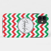 Coques Case-Mate iPhone iPhone rouge et vert 5 de monogramme de Chevron de (Dos (Horizontal))