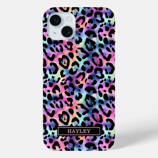 Coques Case-Mate iPhone Iridescent Leopard Print Monogrammed (Verso)