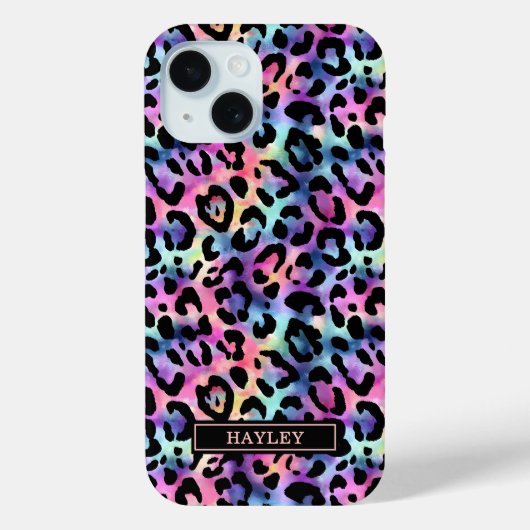 Coques Case-Mate iPhone Iridescent Leopard Print Monogrammed (Verso)