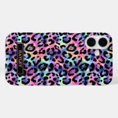 Coques Case-Mate iPhone Iridescent Leopard Print Monogrammed (Verso (horizontal))