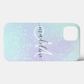 Coques Case-Mate iPhone Iridescent Pastel Holographic Glitter monogrammed (Verso (horizontal))