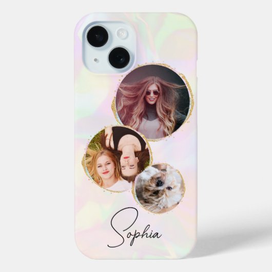 Coques Case-Mate iPhone Iridescente Faux Holographie de luxe Photo (Verso)