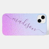 Coques Case-Mate iPhone Iridescente Girly rose Shimmer Nom personnalisé (Verso (horizontal))