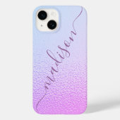 Coques Case-Mate iPhone Iridescente Girly rose Shimmer Nom personnalisé (Verso)