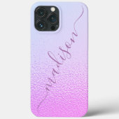 Coques Case-Mate iPhone Iridescente Girly rose Shimmer Nom personnalisé (Verso)