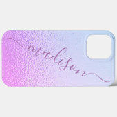 Coques Case-Mate iPhone Iridescente Girly rose Shimmer Nom personnalisé (Verso (horizontal))