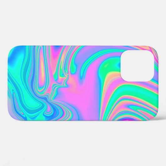 Coques Case-Mate iPhone Iridescente marbrée texture holographique en dynam (Verso (horizontal))