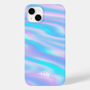 Coque Pour iPhone 14 Plus Iridiscent Holographique Nom personnalisé