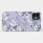 Coques Case-Mate iPhone Iris Floral Aquarelle Violet Jaune Monogramme   (Dos (Horizontal))
