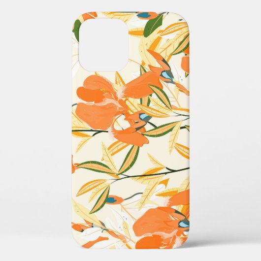 Coques Case-Mate iPhone Iris orange : motif floral transparent (Verso)
