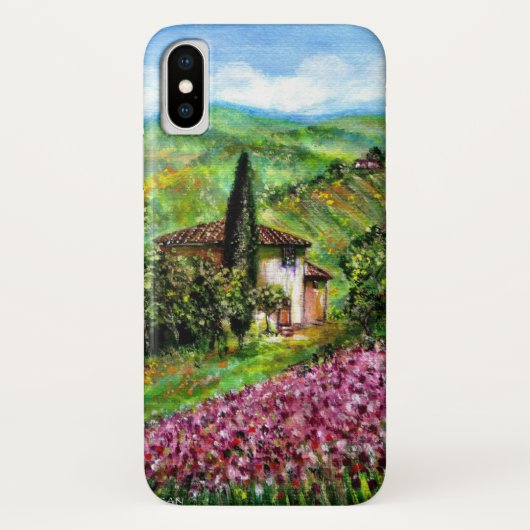 Coques Case-Mate iPhone IRISES EN Toscane, Champs de fleurs violettes pays (Dos)