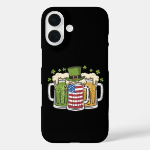Coques iPhone 16 Irish Beer Irlande USA Drapeau américain St Patric