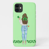 Coques Case-Mate iPhone Irish Femme Four Leaf Clover Field (Dos)
