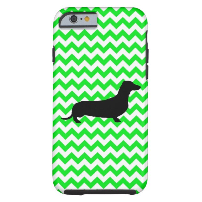 Coques Case-Mate iPhone Irish Green Chevron avec Dachshund (Dos)