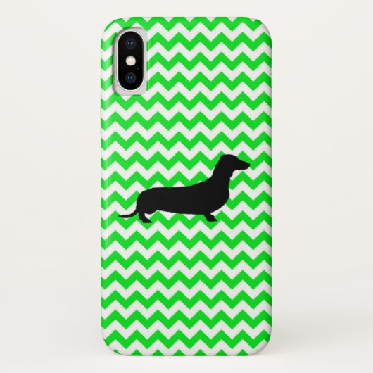 Coques Case-Mate iPhone Irish Green Chevron avec Dachshund (Dos)