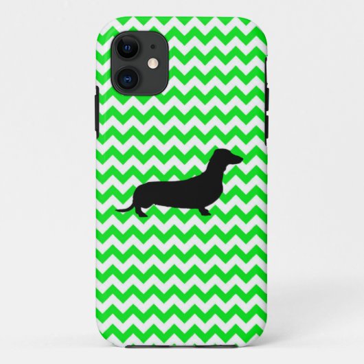 Coques Case-Mate iPhone Irish Green Chevron avec Dachshund Coque-Mate iPho (Dos)