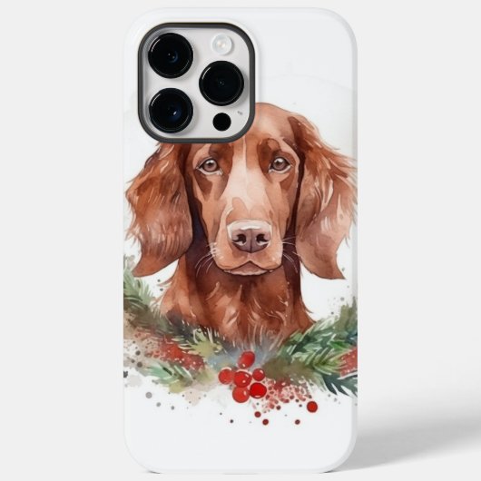 Coques Case-Mate iPhone Irlandais Red Setter Festive Wreath Pup (Verso)