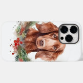 Coques Case-Mate iPhone Irlandais Red Setter Festive Wreath Pup (Verso (horizontal))