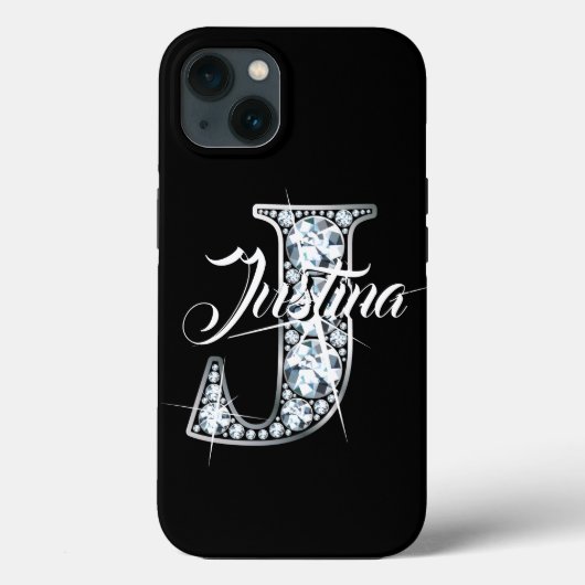 Coques Case-Mate iPhone J Faux Diamond Bling Monogram (Verso)