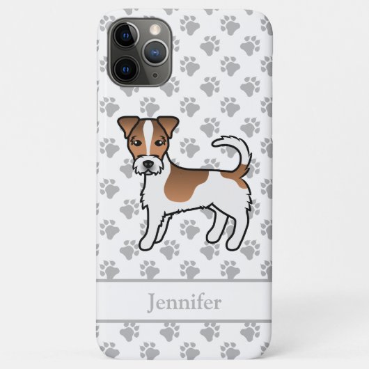Coques Case-Mate iPhone Jack Russell Terrier à poil dur marron et nom (Dos)