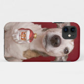 Coques Case-Mate iPhone Jack Russell Terrier tenant l'ornement de Noël (Dos (Horizontal))
