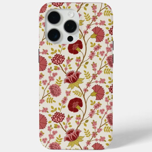 Coques Case-Mate iPhone Jacobean Floral Pattern Rouge Rose Gold Crème (Verso)