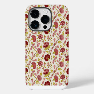 Coque Pour iPhone 14 Pro Jacobean Floral Pattern Rouge Rose Gold Crème