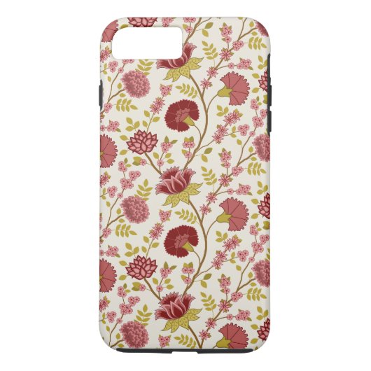 Coques Case-Mate iPhone Jacobean Floral Pattern Rouge Rose Gold Crème (Dos)