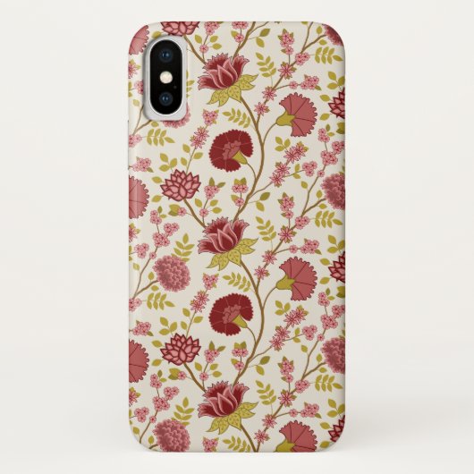Coques Case-Mate iPhone Jacobean Floral Pattern Rouge Rose Gold Crème (Dos)