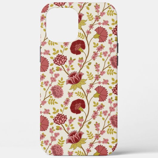 Coques Case-Mate iPhone Jacobean Floral Pattern Rouge Rose Gold Crème (Verso)