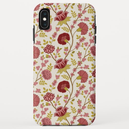 Coques Case-Mate iPhone Jacobean Floral Pattern Rouge Rose Gold Crème (Dos)